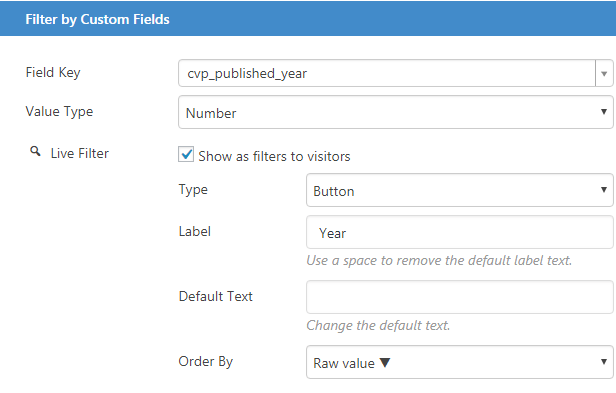Content Views Pro - live filter by year